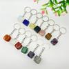 Chaveiro de Pedra Bruta de Cristal Natural, Chaveiro de Pedra de Cristal Quadrada Pequena Irregular, Pingente de Bolsa, Em Estoque para Atacado
