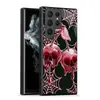 Funda Rosa Calavera Transfronteriza para Teléfono Galaxy S25 Funda Protectora Red de Araña Samsung S23 Funda de Vidrio de Gama Alta