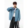 Chaqueta de cuero tie-dye ajustada para hombre marca de moda cuello alto ropa de motociclista chaqueta de PU deconstruida holgada otoño cl talla americana