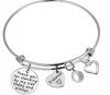 Pulseira de etiqueta redonda aço inoxidável amor letras marcação pingente redondo ajustável aço pingente de pérola pulseira