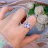 High-end luz de luxo 3A zircão anel aberto feminino Princesa Quadrado em forma de ovo anel de amor proposta de casamento anel de diamante