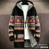 Cárdigan con capucha y cremallera suelto para hombre, chaqueta de algodón con estampado a todo color, elementos de estilo bohemio nuevos transfronterizos, para imagen DIY
