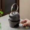 Calentador de té de gran capacidad con asa, tetera de cerámica, juego de estufa de carbón para té para uso doméstico y exterior