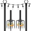 Suporte para Cordão de Luz Amazon Série Externa Suporte para Lâmpada Pequena Iluminação Decorativa para Jardim Terraço Poste de Metal