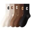 Calcetines para Mujer de Media Pantorrilla Estilo Coreano con Letras y Pantalones de Tiburón Calcetines Exteriores Primavera y Verano Anti-Pilling Color Sólido Calcetines de Felpa para Mujer