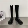 Botas Marrones de Suela Gruesa hasta Media Pantorrilla para Mujeres Pequeñas, Nuevas Botas Largas de Caña Alta Elegantes Otoño e Invierno 2025, Botas de Montar a la Moda
