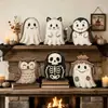 Ornamento de Bandeja de Mesa de Madeira Halloween Retrô Americano Fantasma Gato Preto Abóbora Coruja Decoração de Janela de Casa