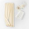 Pijama de Maternidad Primavera y Verano Algodón Puro Rayado Confinamiento Maternidad Pantalones Soporte para Vientre Ajustables Talla Grande para Mujer Cintura Alta Ropa Exterior