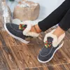 Botas de nieve para mujer sin cordones con ribete de pelo, talla grande, botas de algodón, Navidad, estilo europeo y americano, botines, otoño e invierno, comercio exterior, cálidas, de suela plana, con bloques de color, transfronterizas