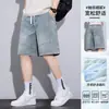 Pantalones Cortos de Mezclilla de Seda Helada para Hombre, Estilo Delgado de Verano 2026 Modelo Nuevo, Pantalones Rectos de Longitud Media, Marca de Tendencia Americana Pantalones Cortos Casuales