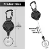 Llavero de Montañismo de Fibra de Carbono Camping al Aire Libre Patrón de Cuero Cuerda de Alambre Adhesiva Mochila Pesca Anti-pérdida Hebilla Fácil de Tirar en stock