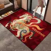 Nuevo felpudo de estilo chino con estampado colorido y temática de ovejas, con base roja, que incluye un mensaje de bienvenida en inglés, adecuado para uso doméstico, entrada, a prueba de polvo, resistente al desgaste y festivo para la puerta principal