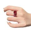 Anillo de encaje de panal rosa rubí con gema, rico hogar chapado en oro amarillo de 18 quilates, anillo de circonita de corindón rojo en forma de gota de agua