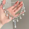 2026 Nuevo Modelo Collar de Borla Gota de Agua Brillante con Diamantes Completos Gargantilla de Lujo Ligero Diseño de Nicho Cadena para Clavícula Cadena para el Cuello Venta al por Mayor