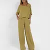 Moda Casual Europea y Americana Transfronteriza Amazon Aliexpress Pantalones de Bolsillo Tops de Manga Corta para Verano y Otoño Traje Pulóver