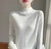 Camiseta Base de Punto con Cuello Semi Alto y Pedrería de Alta Resistencia para Mujer, Nueva Moda Otoño e Invierno, Manga Larga, Prenda Interior Elegante y Moderna, Suéter de Moda