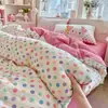 Conjunto de Roupa de Cama de Gaze com Bolinhas Creme Conjunto de Quatro Peças Capa de Edredom Menina Classe A Conjunto de Três Peças para Dormitório 4