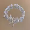 Pulseira de Vidro Borboleta Estilo Floresta Verde Meia Argola para Homens e Mulheres, Moderna e Elegante, Realça o Tom da Pele, Presente de Cristal para Melhores Amigas e Acessórios