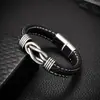 Pulseira de Couro Europeia Formato Infinito 8 Pulseira Trançada Fashion Feita à Mão Pulseira Masculina Retro Simples Punk
