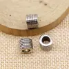 7X8X8Mm 1.7g Aleación Multicolor Accesorios para Joyería DIY Cuentas con Agujero Grande y Pequeño Textura Grabada Cuentas con Agujero Grande Cuentas Espaciadoras