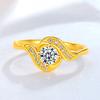 Anel de Diamante para Boca Viva Cobre Banhado a Ouro Ametista Anel de Casamento Anel de Pedra Preciosa Ajustável Presente de Aniversário
