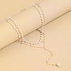 Collar de doble capa con perlas de imitación de gran venta transfronteriza, cadena de clavícula multicapa con borlas de perlas en forma de Y con personalidad para mujer, joyería al por mayor
