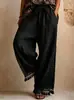 Pantalones de pierna ancha de algodón y lino con abertura lateral, encaje y borlas, para primavera y verano, transfronterizos europeos y americanos, Aliexpress Amazon