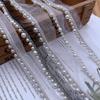 Cinta de Malla con Hilo Dorado Perlas Bordadas Encaje Estilo Étnico Decoración Hanfu Perla de Imitación Accesorios DIY