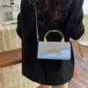 Bolso Candado Transfronterizo para Mujer, Bolso Cuadrado Pequeño, Bolso de Hombro Cruzado de Moda Nicho, Bolso Cruzado de Verano con Textura