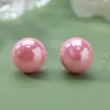 Aretes Redondos de Perlas de Colores Macarrón Estilo Ins, Simples y Frescos, Toque Femenino, Versátiles para el Uso Diario, Aretes de Alta Gama para Ir al Trabajo