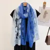 Nuevo Pañuelo de Seda Organza con Corte Color Degradado Estampado Paisley para Mujer, Estilo Hueco Primavera y Verano, Pañuelo Versátil de Gasa, Pañuelo Largo Transfronterizo