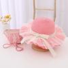 Sombrero de Sol de Verano para Mujer con Encaje y Perlas, Sombrero de Sol de Princesa para Playa, Sombrero de Sol Grande con Flor, Sombrero de Paja para Niñas, Sombrero de Pescador para Bebé