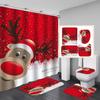Estampado Digital Rojo de Papá Noel Poliéster Impermeable Dibujos Animados Navideños Cortina de Ducha Directo del Fabricante Cortinas al por Mayor