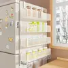Estante lateral de almacenamiento para estante de refrigerador de cocina, soporte multifuncional de múltiples capas para condimentos y film transparente para uso doméstico montado en la pared