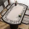 Mantel Individual Oval para Mesa de Comedor Estilo Francés, Impermeable, Resistente al Aceite, No Lavable, Blanco y Negro, Estilo Simple, Lujo Ligero, Sensación de Alta Gama, Mantel Redondo