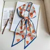 Lenço de seda estampado estilo coreano cachecol estreito cachecol de seda dupla camada cachecol dupla face cachecol longo gravata cabelo elegante lenço de cabeça bolsa de gravata feminina para o verão