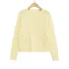 Exportação Transfronteiriça Roupas Femininas Outono 2025 Europeu e Americano Decoração de Flores Estereoscópica Gola Redonda Manga Longa Cardigan de Malha para Mulheres C83988