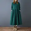 Foto real de 2025 Nuevo Otoño e Invierno Estilo Coreano Talla Grande Holgado Moderno Largo Medio Solapa Vestido Ajustado de Manga Larga para Mujer