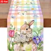 Camino de mesa popular transfronterizo de Pascua con estampados de conejos y huevos para decoración de restaurante y ambiente festivo - Bandera de mantel