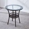 Juego de mesa y sillas de estilo ratán de tres piezas para uso interior y exterior, que incluye una silla de ratán y una mesa de centro, adecuado para patios pequeños y casas de huéspedes; los muebles de ratán se pueden personalizar