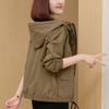 Chaqueta corta de moda para mujer, primavera y otoño 2024, nueva chaqueta coreana holgada de talla grande, adelgazante, de manga larga con capucha para mujer