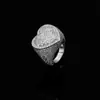 Anillo de Corazón Nuevo Anillo de Zirconia Hip-Hop Europeo y Americano Transfronterizo Anillo Moda Tendencia Joyería para Hombre Venta al por Mayor