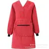 Delantal de Manga Larga con Solapa Bolsillo con Cremallera Algodón para Mujer Hogar Overol de Manga Larga Cocina Cocinar Hermoso Moda Ropa de Trabajo