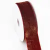 Fabricante de Yiwu 2,5/3,8 cm Em Estoque 10 Jardas/Rolo Fita de Veludo Dourada para Acessórios de Cabelo DIY, Embalagem de Fita de Veludo com Glitter Dourado
