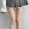 Meia Fina Brilhante Anti-Queda com Strass Diamante Laço Menina Retrô Ultra-Fina Meia-Calça Pura Lustre Doce