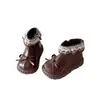 Botines de Encaje Plegables para Niña Otoño/Invierno Nuevo Estilo Lazo Niña Pequeña Suela Gruesa Antideslizante Botas de Princesa Botas Individuales para Niños