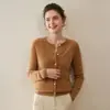 Cardigan Versátil de Cachemira Pura para Mujer, Moda Otoño/Invierno 2026, Cuello Redondo, Tejido de Trenza, Corte Holgado, Suéter para el Trabajo, Top Abrigo de Manga Larga