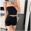 Roupas femininas de verão, novos estilos transfronteiriços europeus e americanos, camisola curta sexy e estilosa de corte justo para usar por dentro ou por fora, em estoque