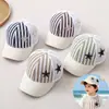 Gorra de béisbol de malla casual coreana y japonesa para niños, nuevo sombrero de sol de verano para niñas, gorra a rayas con letra TAKE para niños, transfronterizo