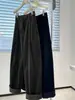Calça de Veludo Cotelê Verde Escuro Vintage de Pernas Largas para Mulheres Início do Outono Cintura Alta Elegante para o Trabalho Relaxada Perna Reta com Barra Casual